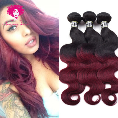 

Amazing Star Ombre Peruvian Virgin Hair Body Wave Weft 3Bundles Ombre Hair Tangle Free Shedding Free Ombre Color Hair Weft T1B/99j