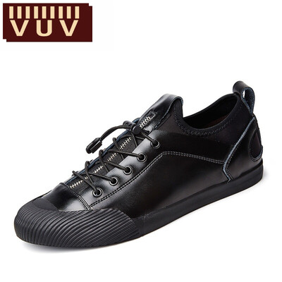 

VUV2017 mens summer New Mens Casual black leather fashion shoes breathable comfort low shoes shoes trend of students