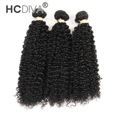 

HCDIVA Hair 3 Bundles / lot kInky Curly Virgin Hair Weaving Unprocessed Peruvian 100% Virgin Hair Products Free Shipping