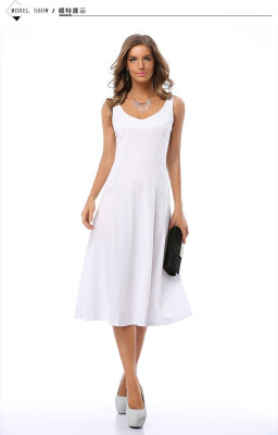 

The new autumn new women's dress is slim sleeveless and sleeveless waist-wide floor-length dress