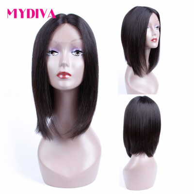 

Mydiva Brazilian Non-Remy Pre Plucked 360 lace Frontal Wigs Silky Straight Hair 130% Density Natural Color Free Shipping