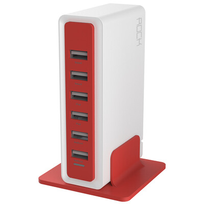 

Locks ROCK mobile phone charger six USB plugs multi-port charger for Apple iPhoneX 8 7plus 6s 5 Samsung millet Huawei Meizu white red