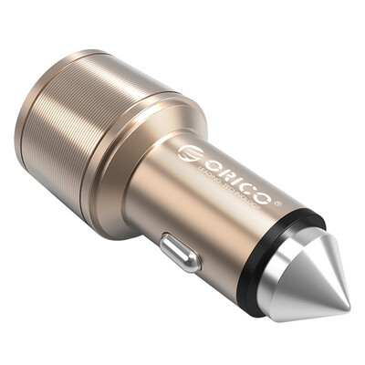 

ORICO UCI-2U Aluminum 2 Ports 5V24 MAX Output 155W Mini Portable USB Travel Charger Also A Safety Hammer - SilverGoldenBrown
