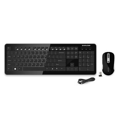 

Chong наслаждаться (Banruo) CS6800 черной версия Литиевой беспроводной мыши и набор клавиатуры 2.4G беспроводного оптического ноутбук офисного компьютера с клавиатурой и мыши набором