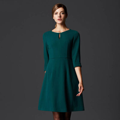 

Rebecca Marc Rebecca Europe&the United States occupation Fan pure color Slim was thin dress A word skirt 55232E green S