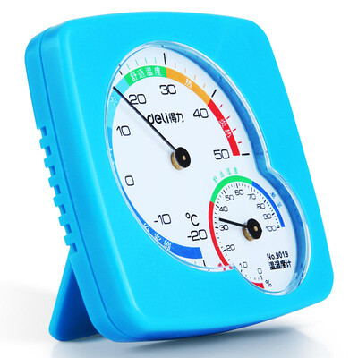 

Deli 9019 fashion simple indoor thermometer hygrometer import movement blue
