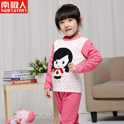 

Antarctic Nanjiren children underwear men&women autumn&winter warm underwear Qiuyi Qiutu suit sweet girl underwear suit - pink 150