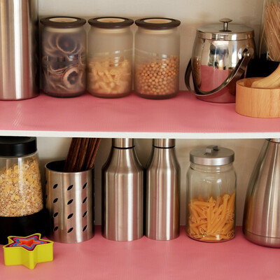

Jingdong Supermarket Ou Runzhe cabinet mats pink EVA material kitchen with a set of 3 sets of equipment