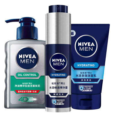 

NIVEA Men's Oil Control Anti-acne Cleansing Set (Water Blue 50g + Anti-Acne 150ml + Water Cleansing 100g)