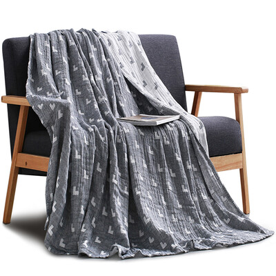 

Sanli cotton AB version symbol gauze towel was 40s combed yarn home lunch break four seasons universal blankets single 150 × 200cm light blue