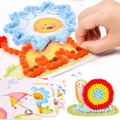 

Hibiscus angel TS8099 plush ball art painting suit handmade kindergarten creative DIY paste material painting parent-child hand rubbing paper rubbing paper sticker art painting