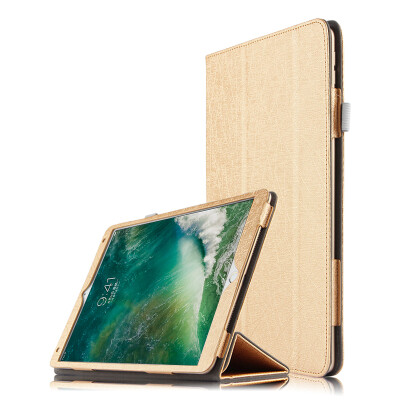 

KOOLIFE Apple iPad Pro 10.5-Inch Case Steel Striped Leather Tri-Folded Leather Case Holder 10.5 Inch iPad Pro Flat Case - Gold