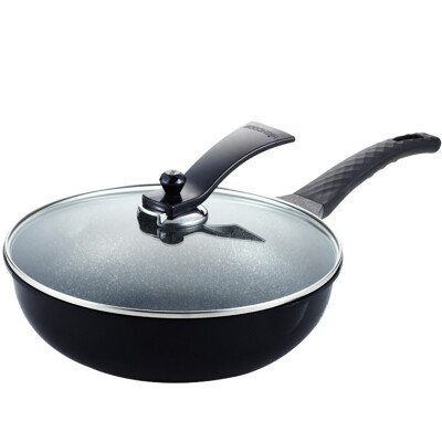 

Korean box (highcook) Korean imports of black gold series of flat-bottomed wok non-stick pan no smoke pot non-stick pan 30cm induction cooker fire universal pot (HJ001-ZY