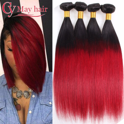 

Cy May Hair Malaysian Straight Hair 4 Bundles Raw Malaysian Ombre Hair Weave Ombre Human Hair Extensions Burgundy Weave