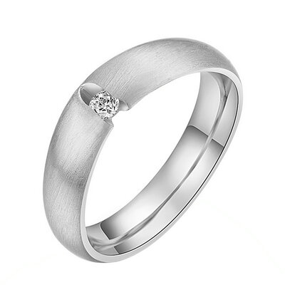 

Yoursfs Men Women Wedding Band Titanium Steel Rings Bague Homme Wiredrawing Fashion Stainless Steel Zircon Ring