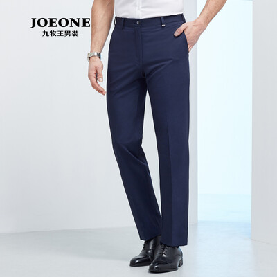 

JOEONE business mens trousers middle-aged mens fashion standard non-iron imitation fur long pants solid color suit pants JA272111T dark 82