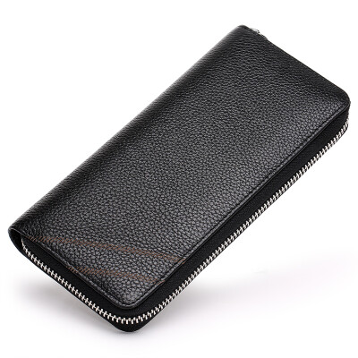 

Caroris New Genuine leather men's long wallet business fashion zipper wallet