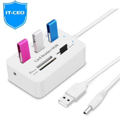 

IT-CEO расширение USB2.0 3 Три тащили USB HUB хаб сплиттер SD / TF / M2 / MS читатель четыре белый W520