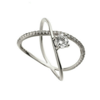 

Yoursfs Luxury AAA cubic zirconia micro pave setting big X shaped ring stunning jewelry womens accessories