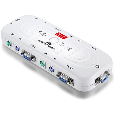 

KS-104A KVM Switch Auto 4-Port Original Line PS2 Interface Mouse Keyboard Multi-Computer / Monitor Switcher Sharing
