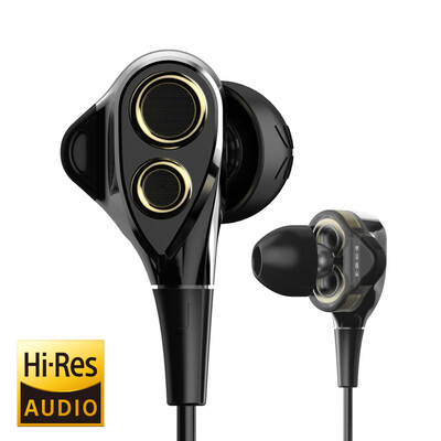 

UiiSii DT200 Subwoofer K song hifi double action earphone ear type general apple earplugs gold
