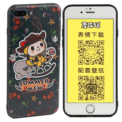

San Diego sendio Apple iphone 7Plus mobile phone protection shell silicone anti-drop thin all-inclusive soft shell Xia Meng cat series Western cowboy