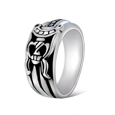 

Yoursfs@ Vintage 18K White Gold Plated Jewelry with Engraved Silver Cross Sword,Silver & Black Rings for Men