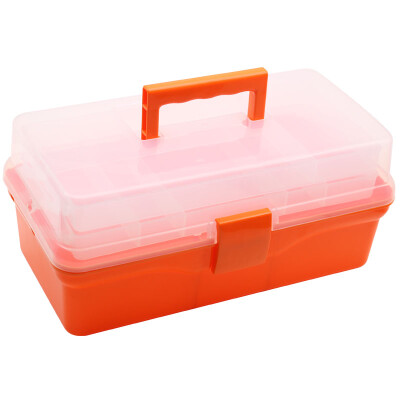 

Forgestar 14-inch Home Handheld Storage Box Orange Three-layer Art Kit Parts Medicine Box G569