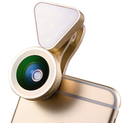 

Chuang (cherllo) 035 mobile phone lens champagne gold wide-angle macro set of external fill light beauty broadcast self-timer high-definition camera iPhone Huawei millet general