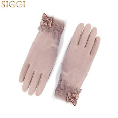 

Siggi CM16900 female summer Korean fashion lace butterfly knot anti-ultraviolet riding driving gloves sun gloves white 23 9cm