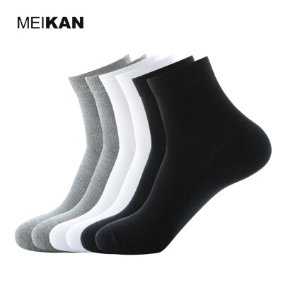 

Men Antibacterial Cotton Socks 6Pirs Pure Color Summer Ankle Sox MEIKAN Dress Socks