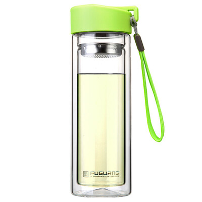 

Rich light carrying tea candy fruit creative double glass cup 350ml grass green G1311-350