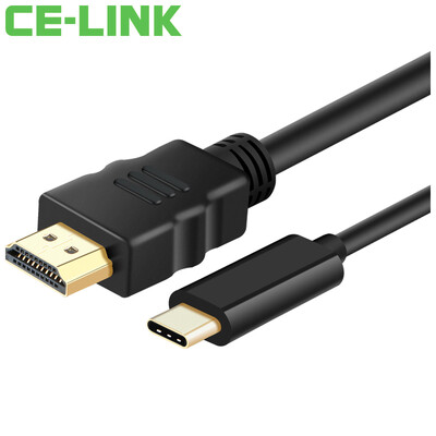 

CE-LINK Type-C адаптер USB-C к HDMI с высоким разрешением конверсионная линия / 2 м компьютер Mac с высоким разрешением ТВ-монитор проектор поддержка линии 4K черный 1653
