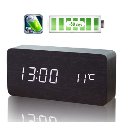 

TIMESS тревога секция хранения немой электронный контроль перезаряжаемый LED часы спальня творческих студенты температура многофункционального дерево бамбук колокол 5021-2
