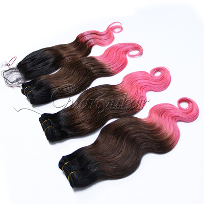 

Guanyu 8A Brazilian Human Virgin Hair 4x4 Lace Frontal Closure with 3 Bundles Body wave Color 1B4pink