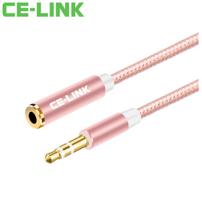 

CE-LINK 2535 Car AUX audio cable male extension cable 3 meters mobile phone flat headphone extension line car 3.5 stereo audio extension line rose gold