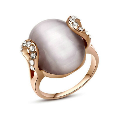 

Yoursfs Jewelry Opal 18K Rose Gold Plated Ring Gift Opal Halo &White Cubic Zirconia Ring