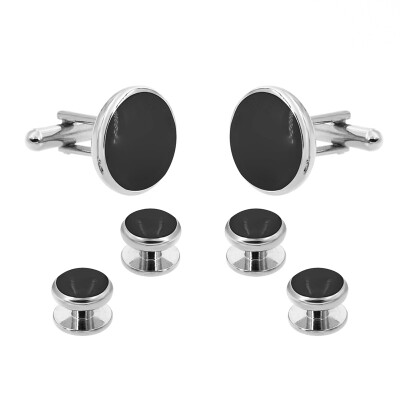 

Yoursfs@ Classic Design Three Color Plated Formal Optional Color Enamel Cufflinks Tuxedo Studs Set