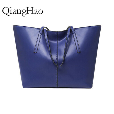 

QiangHao Women Shoulder Bags 2017 Fashion Women Handbags Oil Wax Leather Large Capacity Tote Bag Casual Pu Leather Messenger bag
