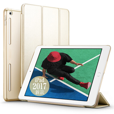 

ESR Apple new iPad protective cover 2017 new iPad7 protective shell drop soft frame three fold stent 97 inch leather case Yue color color series of champagne gold