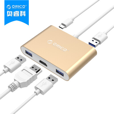 

Вращение разветвителя HD ORICO (ORICO) RCH3A USB3.0 HDMI Type-C MACBOOK алюминиевого концентратора HUB набор преобразования золото