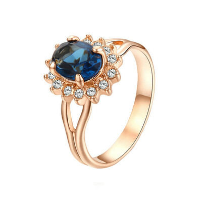 

Yoursfs@ 18K Gold Plated Kate Middleton Diana Oval Ruby Engagement Ring with Rhinestone Crystal