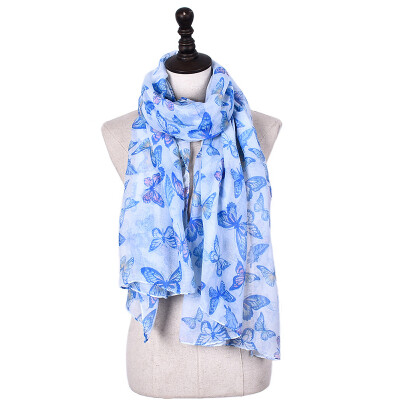 

2017 New Fashion Summer Beach Scarves Cartoon Cute Butterfly Women Thin ventilate Silk Scarf Cappa Sun Block Voile Shawl Girl Gift