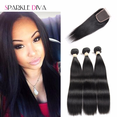 

Peruvian Virgin Hair With Closure 3 Bundles With Closure 8A Peruvian Virgin Hair With Closure Straight Human Hair With Closure