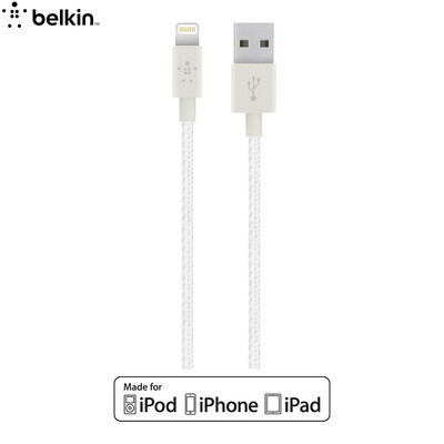 

Belkin Apple MFI сертифицированная нейлоновая плетеная линия для передачи данных Lightning Lightning Interface для iPhone7 Plus / 6s Plus White 1.2m