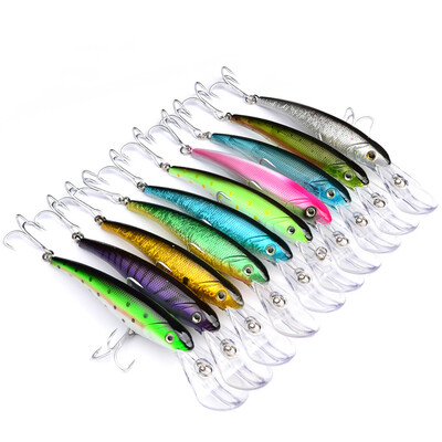 

1PC Пластиковые рыболовные приманки Minnow Жесткие насадки баса 9.5cm-3.74 "/9.6g-0.34oz с # 6 Крючки Рыбалка Снасти