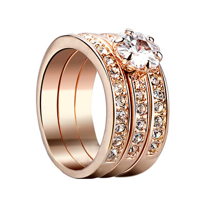

Yoursfs® 18K Gold Plated 08CT Triple Simulated Diamond Wedding Ring Use Austrian Crystal Fashion Jewelry