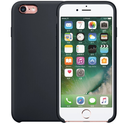 

Red and black optional - original feel] supermodel iPhone 7 mobile phone case Apple 7 liquid silicone phone shell male and female anti-drop silicone mobile phone sets black fit on iPhone 7 4.7 inches