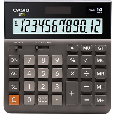 

CASIO DH-14-BK Medium 14 Large Calculate Dual Power Supply Ultra Wide Calculator Black Professional Computing Series