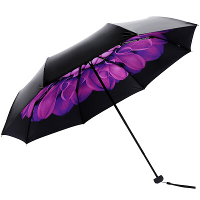 

Paradise umbrella full blackout vinyl UPF50 tri-fold small black umbrella sunny umbrella 31806E upgrade version of mallow purple